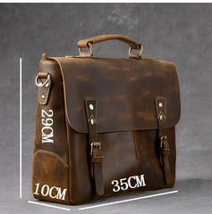 Leather Mens Brown Briefcase 14'' Laptop Bag Messenger Bag Shoulder Bag For Men - imessengerbags