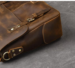 Leather Mens Brown Briefcase 14'' Laptop Bag Messenger Bag Shoulder Bag For Men - imessengerbags