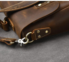 Leather Mens Brown Briefcase 14'' Laptop Bag Messenger Bag Shoulder Bag For Men - imessengerbags