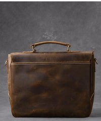 Leather Mens Brown Briefcase 14'' Laptop Bag Messenger Bag Shoulder Bag For Men - imessengerbags