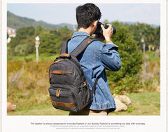 GREEN LARGE CANVAS WATERPROOF MENS CANON CAMERA BACKPACK NIKON CAMERA BAG DSLR CAMERA BAG FOR MEN - imessengerbags
