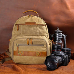 GREEN LARGE CANVAS WATERPROOF MENS CANON CAMERA BACKPACK NIKON CAMERA BAG DSLR CAMERA BAG FOR MEN - imessengerbags