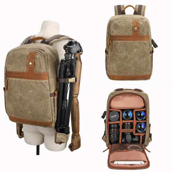 Canvas Waterproof Mens Large Nikon Camera Backpack Canon Camera Bag Dslr Camera Bag for Men - imessengerbags