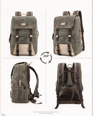 Green CANVAS WATERPROOF MENS 15'' CANON CAMERA BACKPACK LARGE NIKON CAMERA BAG DSLR CAMERA BAG FOR MEN - imessengerbags