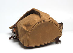 Canvas Leather Mens Camouflage Chest Bag One Shoulder Backpack Khaki Sling Bag for Men - imessengerbags