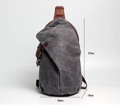 Canvas Leather Mens Camouflage Chest Bag One Shoulder Backpack Khaki Sling Bag for Men