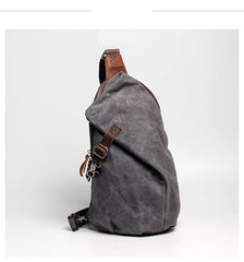Canvas Leather Mens Camouflage Chest Bag One Shoulder Backpack Khaki Sling Bag for Men - imessengerbags