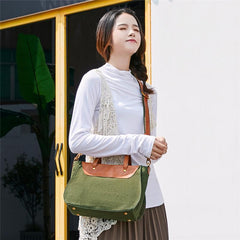 Canvas Leather Womens Handbag Messenger Bag Side Bag for Women