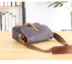 Canvas Leather Mens DSLR Camera Bag Side Bag Green Small Messenger Bag for Men - imessengerbags