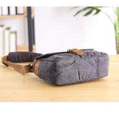 Canvas Leather Mens DSLR Camera Bag Side Bag Green Small Messenger Bag for Men - imessengerbags