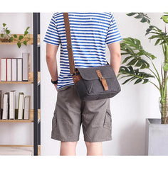 Canvas Leather Mens DSLR Camera Bag Side Bag Green Small Messenger Bag for Men - imessengerbags