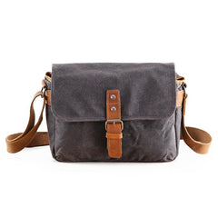 Canvas Leather Mens DSLR Camera Bag Side Bag Green Small Messenger Bag for Men - imessengerbags