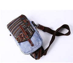 Canvas Mens Folk Gray Chest Bag One Shoulder Backpack Gray Sling Bag for Men - imessengerbags