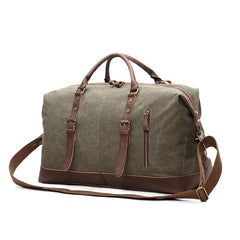 Canvas Leather Mens Large Blue Weekender Shoulder Bag Green Travel Duffle Bag Luggage Bag for Men - imessengerbags