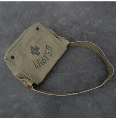 Canvas Leather Mens Large Brown Side Bag 14'' Army Green Messenger Bag Postman Bag For Men - imessengerbags