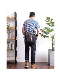 Canvas Leather Mens 13'' Khaki Side Bag Courier Bag Messenger Bag Black Shoulder Bag for Men - imessengerbags