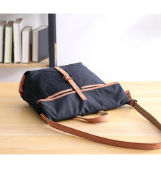 Canvas Leather Mens 13'' Khaki Side Bag Courier Bag Messenger Bag Black Shoulder Bag for Men - imessengerbags