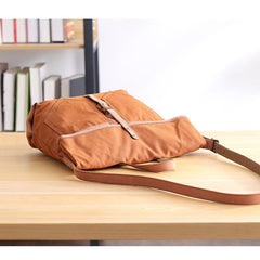 Canvas Leather Mens 13'' Khaki Side Bag Courier Bag Messenger Bag Black Shoulder Bag for Men - imessengerbags