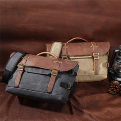 Canvas Leather Mens 14‘’ CANON CAMERA Messenger Bag NIKON CAMERA Side BAG DSLR CAMERA BAG - imessengerbags