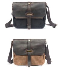 Waxed Canvas Leather Gray Mens Small Side Bag Green Shoulder Bag Messenger Bag For Men - imessengerbags