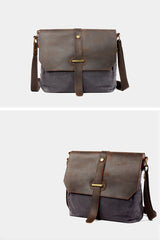 Waxed Canvas Leather Gray Mens Small Side Bag Green Shoulder Bag Messenger Bag For Men