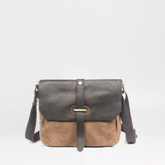 Waxed Canvas Leather Gray Mens Small Side Bag Green Shoulder Bag Messenger Bag For Men