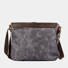 Waxed Canvas Leather Gray Mens Small Side Bag Green Shoulder Bag Messenger Bag For Men - imessengerbags