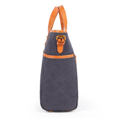 Canvas Leather Mens Simple Portable Caramel Tote Bag Shoulder Bag Army Green Diagonal Bag for Men - imessengerbags