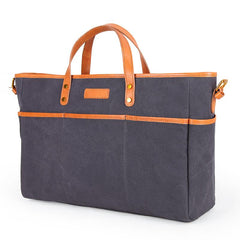 Canvas Leather Mens Simple Portable Caramel Tote Bag Shoulder Bag Army Green Diagonal Bag for Men - imessengerbags