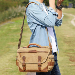 GREEN Waterproof CANVAS 14'' MENSCANON CAMERA SIDE BAG NIKON CAMERA SHOULDER BAG DSLR CAMERA MESSENGER BAG FOR MEN - imessengerbags