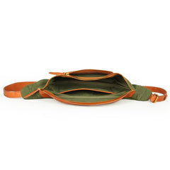 Canvas Leather Mens Caramel Waist Bag Army Green Fanny Pack Hip pack Chest Bag For Men - imessengerbags
