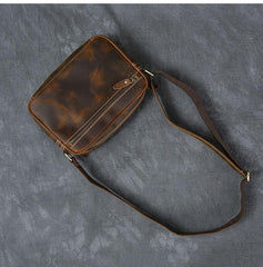Vintage Leather Mens 8' Brown Saddle Side Bag Messenger Bag Small Postman Bag For Men - imessengerbags