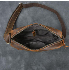 Vintage Leather Mens 8' Brown Saddle Side Bag Messenger Bag Small Postman Bag For Men - imessengerbags