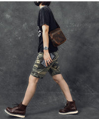Vintage Leather Mens 8' Brown Saddle Side Bag Messenger Bag Small Postman Bag For Men - imessengerbags