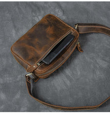 Vintage Leather Mens 8' Brown Saddle Side Bag Messenger Bag Small Postman Bag For Men - imessengerbags