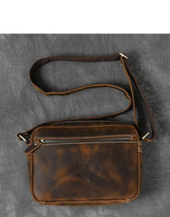 Vintage Leather Mens 8' Brown Saddle Side Bag Messenger Bag Small Postman Bag For Men - imessengerbags