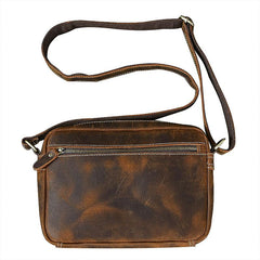 Vintage Leather Mens 8' Brown Saddle Side Bag Messenger Bag Small Postman Bag For Men - imessengerbags