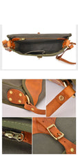Canvas Leather Mens Womens Army Green Saddle Side Bag Messenger Bag Small Shoulder Bag For Men - imessengerbags