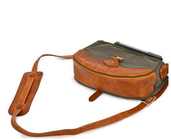 Canvas Leather Mens Womens Army Green Saddle Side Bag Messenger Bag Small Shoulder Bag For Men - imessengerbags