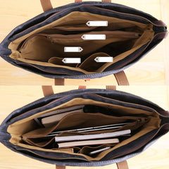 Waxed Leather Mens Womens Black 14'' Waterproof Tote Bag Handbag Tote Bag Shoulder Bag Tote Purse For Men - imessengerbags