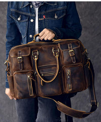 Canvas Leather Mens Womens Dark Coffee Travel Side Bag Messenger Bag Large Shoulder Bag For Men - imessengerbags