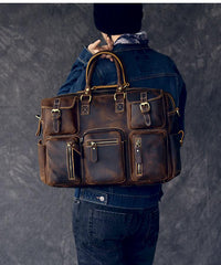 Canvas Leather Mens Womens Dark Coffee Travel Side Bag Messenger Bag Large Shoulder Bag For Men - imessengerbags