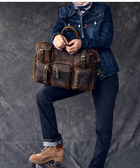 Canvas Leather Mens Womens Dark Coffee Travel Side Bag Messenger Bag Large Shoulder Bag For Men - imessengerbags
