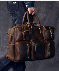 Canvas Leather Mens Womens Dark Coffee Travel Side Bag Messenger Bag Large Shoulder Bag For Men - imessengerbags