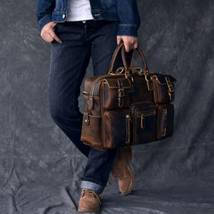 Canvas Leather Mens Womens Dark Coffee Travel Side Bag Messenger Bag Large Shoulder Bag For Men - imessengerbags