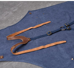 Canvas Leather Mens Womens Blue Craftsman Apron Cafe Staff Apron Work Apron for Men - imessengerbags
