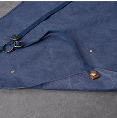 Canvas Leather Mens Womens Blue Craftsman Apron Cafe Staff Apron Work Apron for Men - imessengerbags