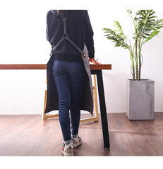 Canvas Leather Mens Womens Gray Craftsman Cafe Staff Clothes Work Apron for Men - imessengerbags