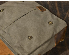 Canvas Leather Mens Womens Green Briefcase Side Bag Brown Messenger Bag Shoulder Bag For Men - imessengerbags