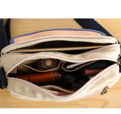 Canvas Leather Mens Womens Green Small 10'' Side Bag Blue Messenger Bag Small Courier Bag For Men - imessengerbags